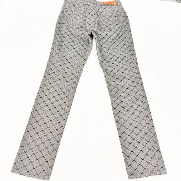 Sonia Rykiel Gray Chain Link Patterned Slim Leg Denim Jeans Size 38 - Picture 3 of 9